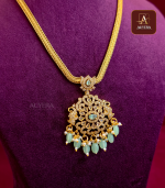 Traditional AD Pendent Necklace With Mint Green Beads - Image 2