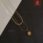 Anti Tarnish Sunflower Pendent Double Layer Necklace
