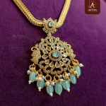 Traditional AD Pendent Necklace With Mint Green Beads