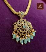 Traditional AD Pendent Necklace With Mint Green Beads