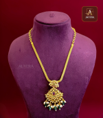 Traditional Multi Colour AD Necklace With Green Beads - Image 2