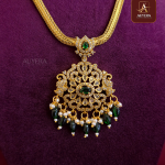 Traditional AD Pendent Necklace With Green Beads