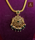 Traditional AD Pendent Necklace With Green Beads