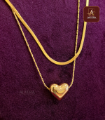 Anti Tarnish Double Layer Heart Pendent Necklace - Image 2