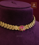 Lakshmi  Coin Lotus Necklace - Image 2