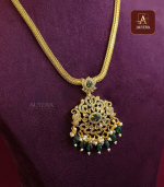Traditional AD Pendent Necklace With Green Beads - Image 2
