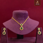 Tear Drop Emerald Necklace And Earring