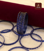 Royal Blue Rain Drop Glass Bangles - Image 2