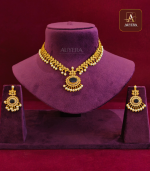 AD Stone Pearl Drop Purple Necklace