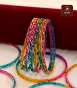 Multi Colour Rain Drop Glass Bangle - Image 2