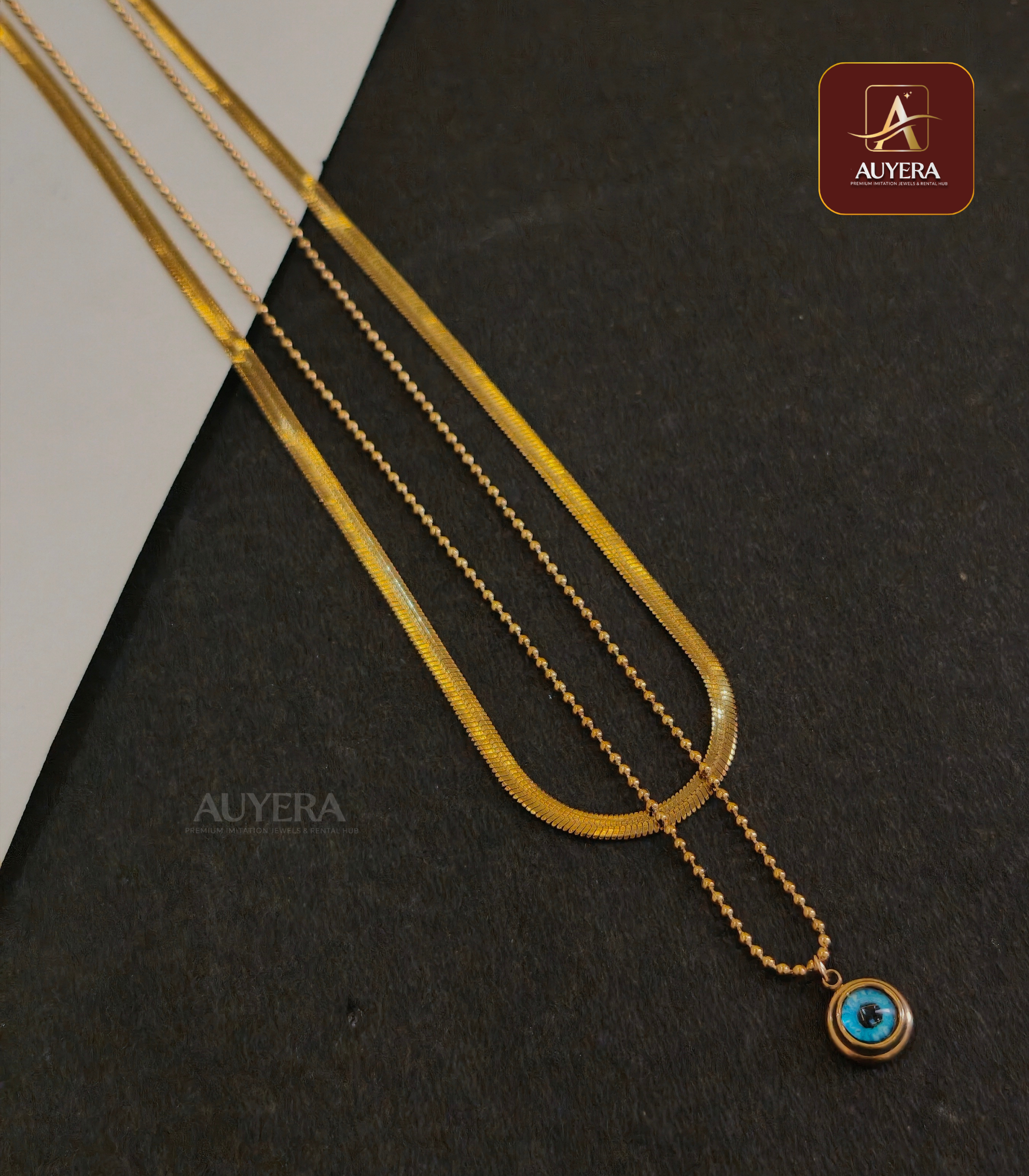 44 Two Layer Evil Eye Necklace - Image 1