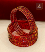 Maroon Colour Rain Drop Glass Bangles - Image 2