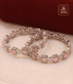 Pastel Pink Diamond Replica Bangle - Image 2