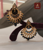 Charm Royal Blue Chandbali Earring - Image 2
