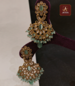 Mint Blossom Chandbali Earrings - Image 2