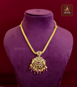 Traditional AD Pendent Necklace With Maroon Beads - Image 2