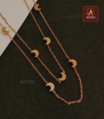 Double Layer Anti Tarnish Half Moon Necklace - Image 2