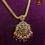 Traditional AD Pendent Necklace With Maroon Beads