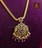 Traditional AD Pendent Necklace With Maroon Beads