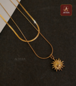 Anti Tarnish Sunflower Pendent Double Layer Necklace - Image 2