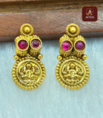 Antique Lakshmi Necklace with Ruby And Emerald Stone - Image 2