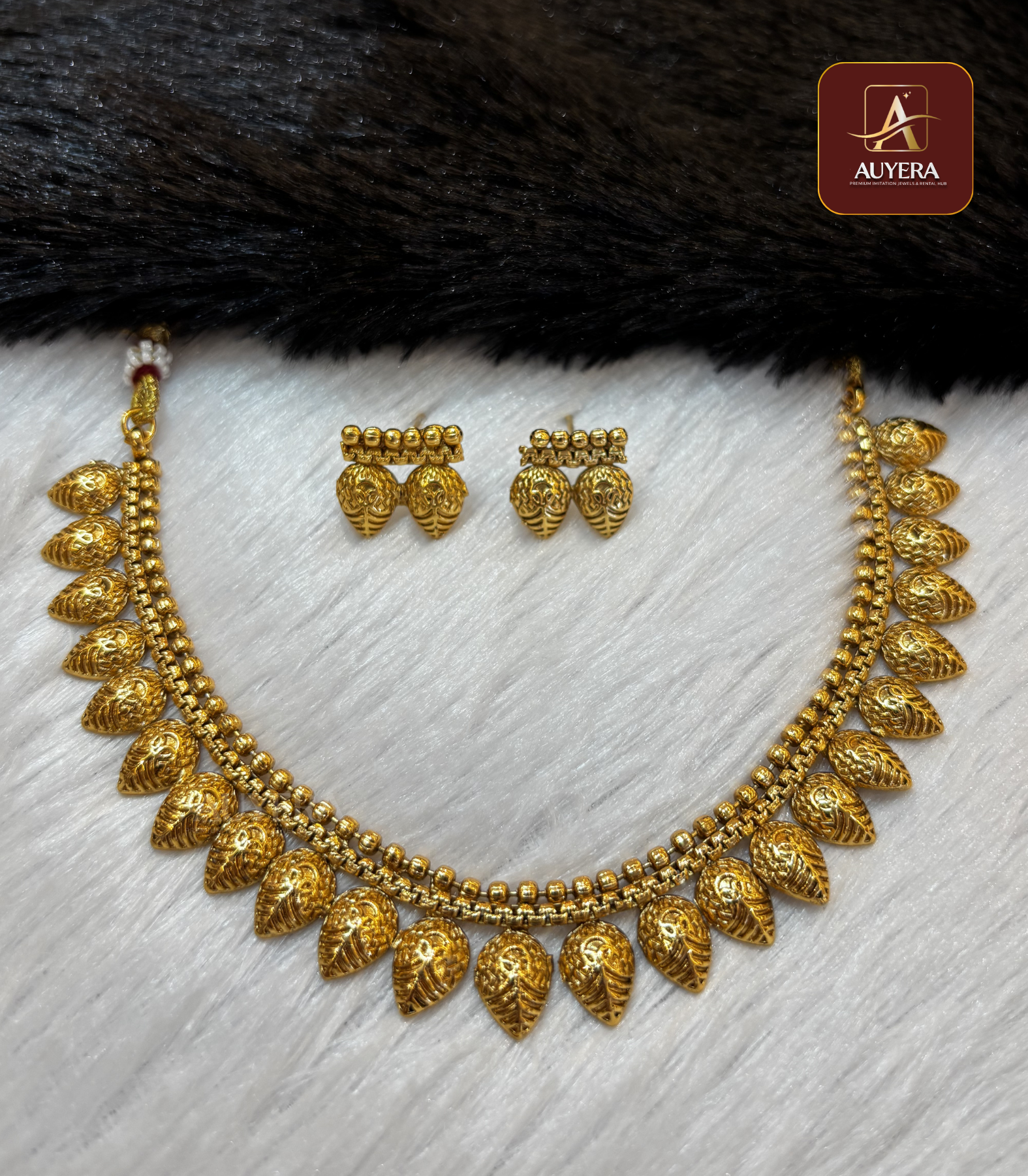 2 (10) Antique Temple Mango Leaf Choker - Image 1