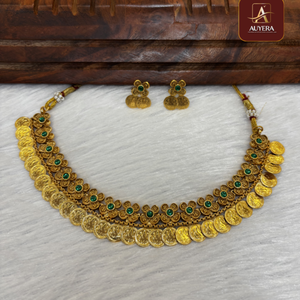 Emerald Lakshmi Coin Choker