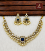 AD Necklace With Blue Stone