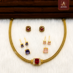 Stone Changeable AD simple Necklace With Earrings