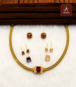 Stone Changeable AD simple Necklace With Earrings