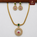 AD Necklace With Ruby And Emerald Stone