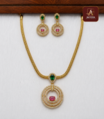 AD Necklace With Ruby And Emerald Stone