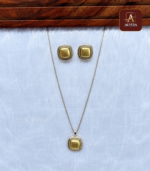 Square Pendent Necklace With Earring