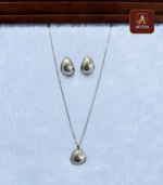 Silver Tear Drop Necklace And Earrings