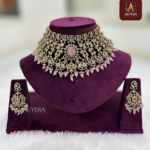 AD Semi Bridal Set  With Pink  Stone