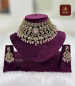 AD Semi Bridal Set  With Pink  Stone