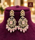 AD Semi Bridal Set  With Pink  Stone - Image 3